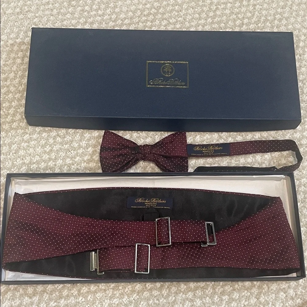 Brooks Brothers Burgundy Bow Tie and Cummerbund Set